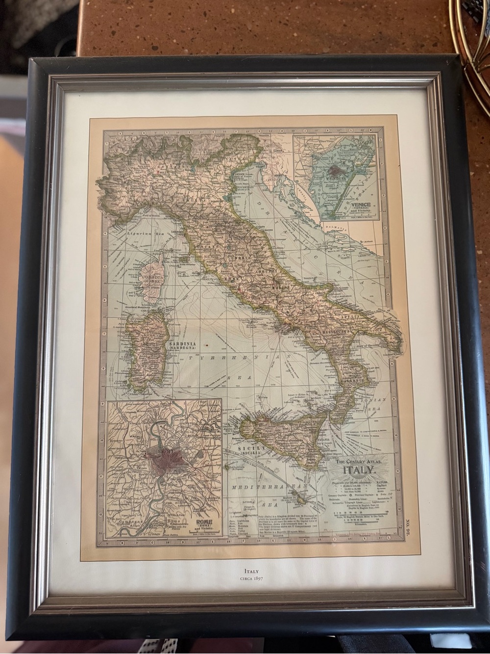 Source Unknown Black & Cream Framed Italy Map Print